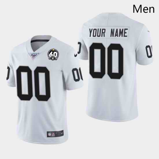 Men Oakland Raiders 00 Custom 60th Anniversary Vapor Limited Jersey   White